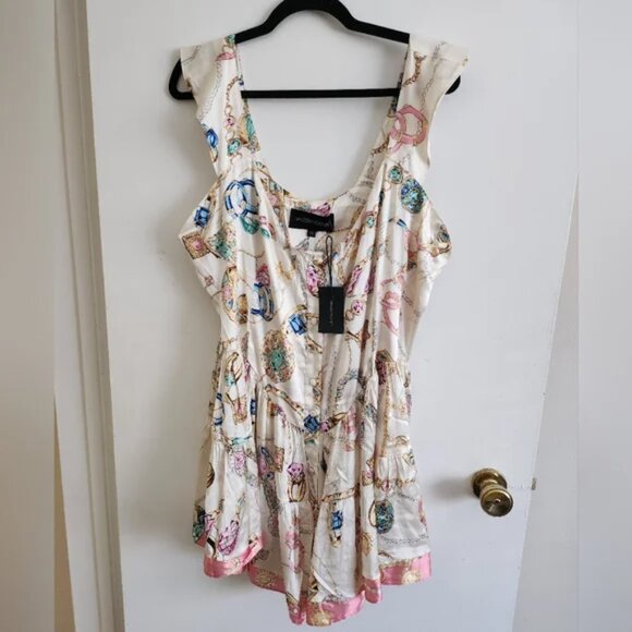 Vanessa Mooney Elisabeth Romper ICONIC VINTAGE JEWELRY SCARF PRINT - Picture 5 of 15